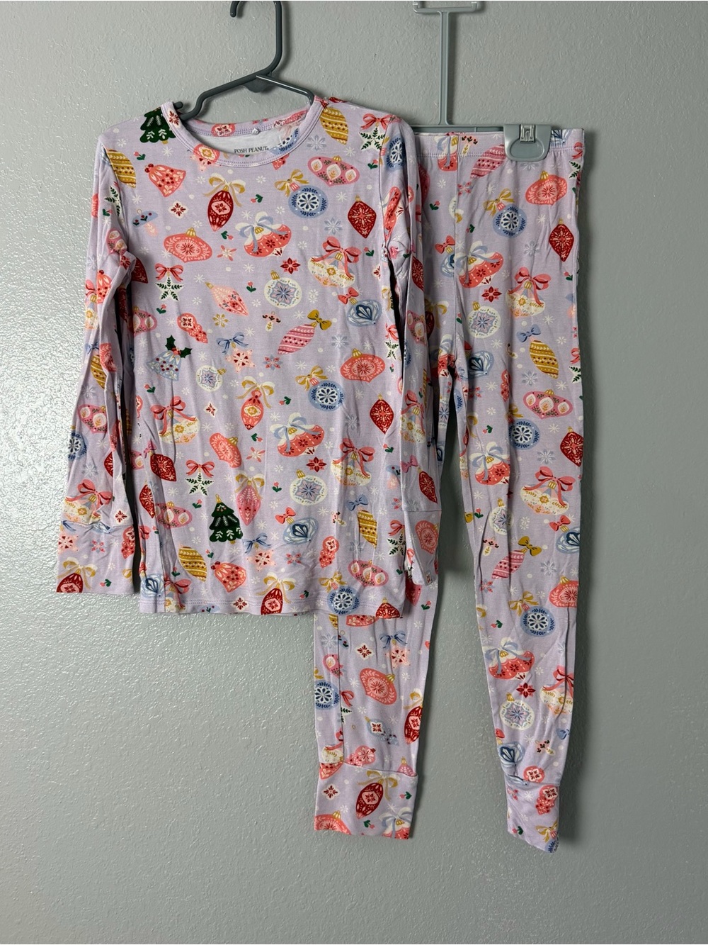 Posh Peanut Holly Ornament Bamboo Pajama Set Purple Christmas 8Y